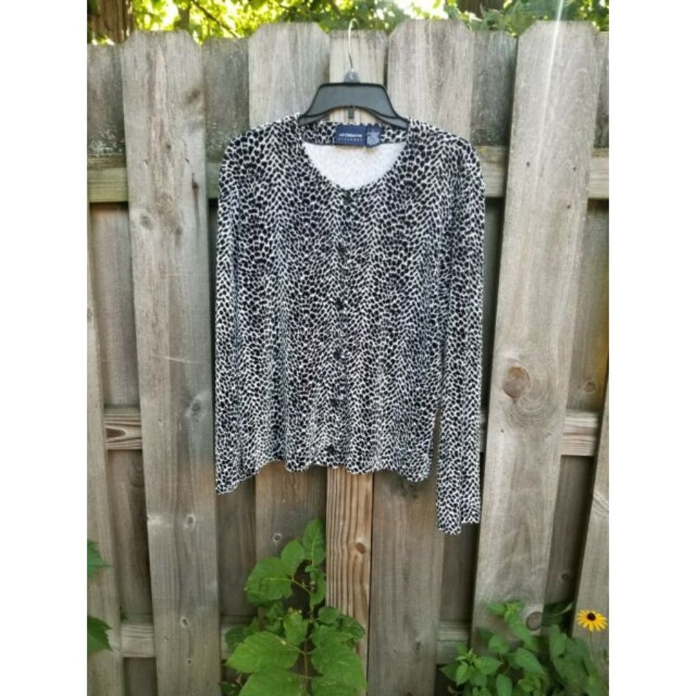 Liz Claiborne Animal Print Velour Cardigan Large